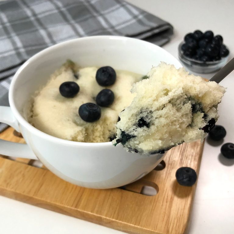 Eggless Blueberry Mug Cake In Microwave