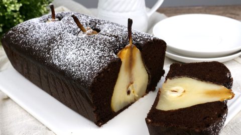 CHOCOLATE PEAR LOAF CAKE - Bake with Shivesh