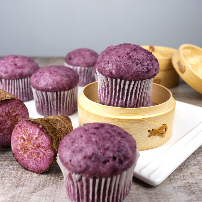 Vegan Purple Sweet Potato Steamed Cupcakes