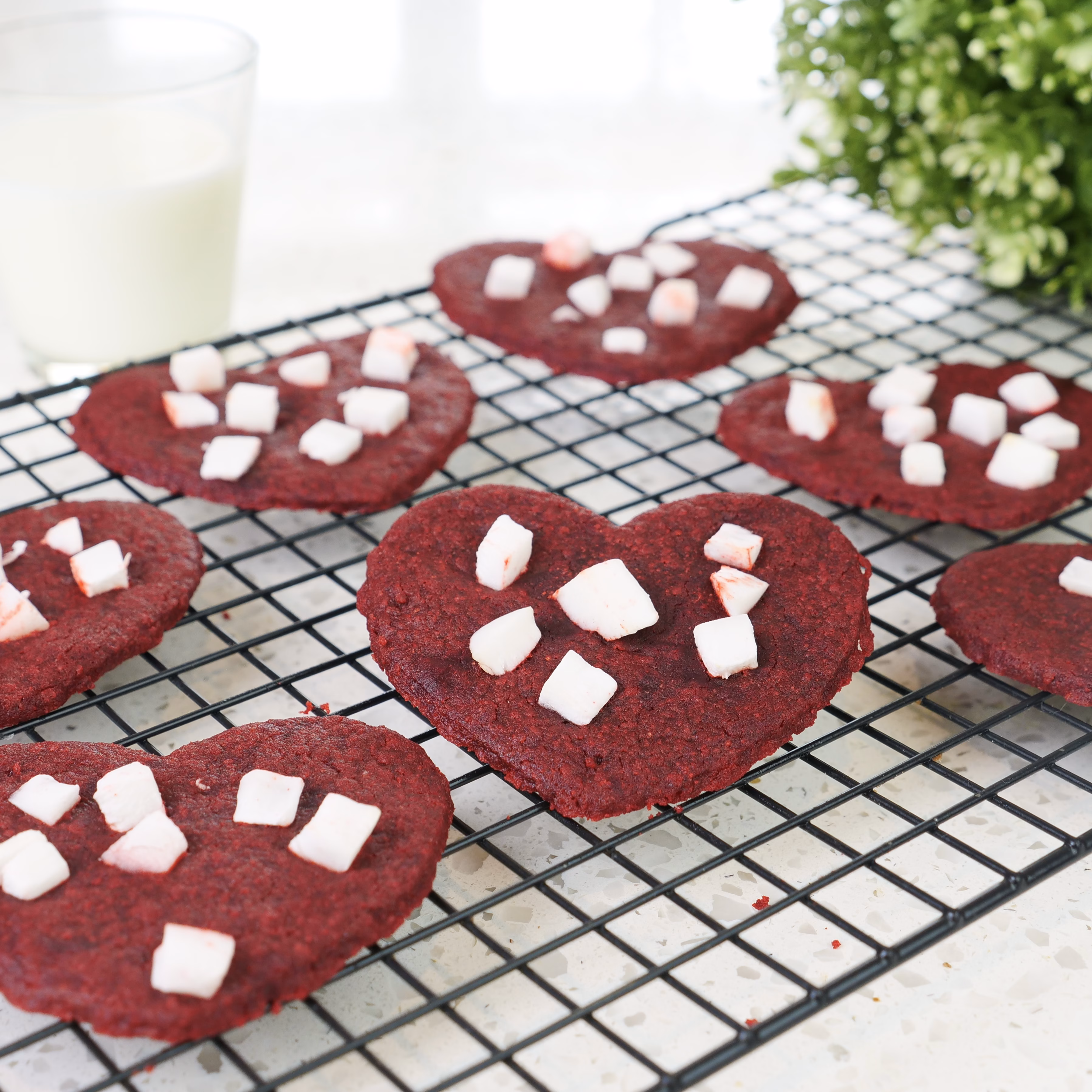 Vegan Heart Shaped Red Velvet Cookies